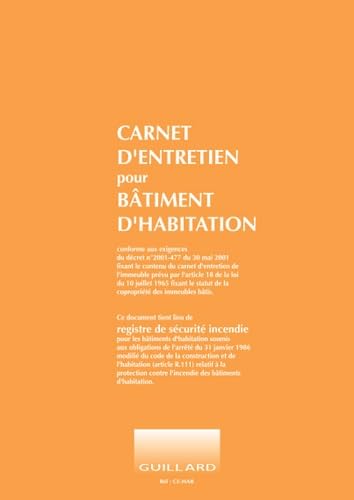 Registre de sécurité - Carnet d'entretien pour immeuble d'habitation et foyer-logement book