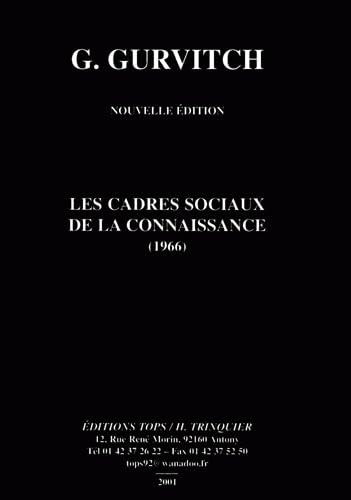 Les Cadres Sociaux de la Connaissance book