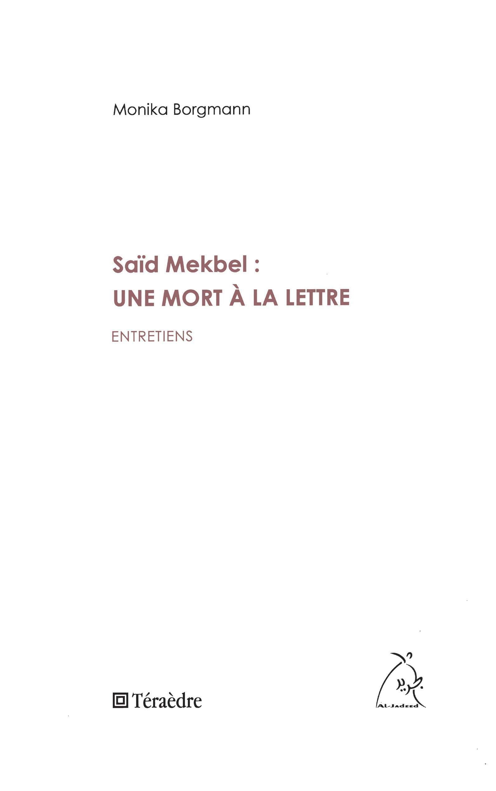 Saïd Mekbel : une mort à la lettre book