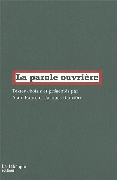 Product Image: La parole ouvrière