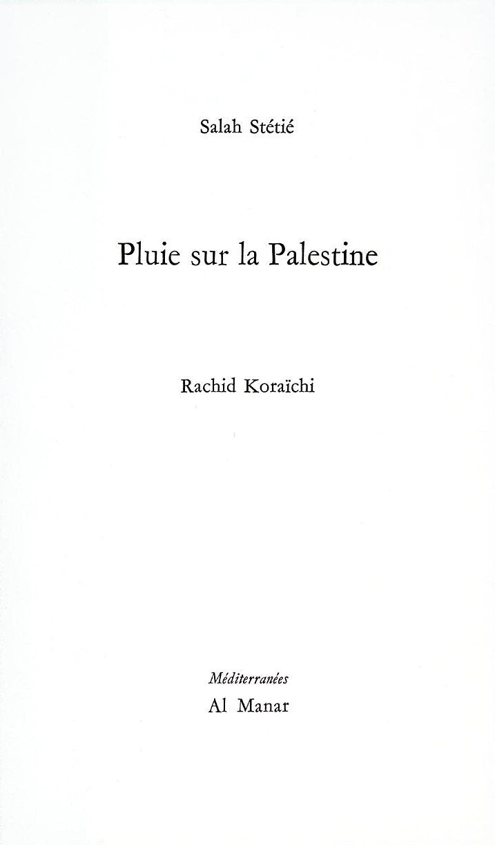 Pluie Sur La Palestine book
