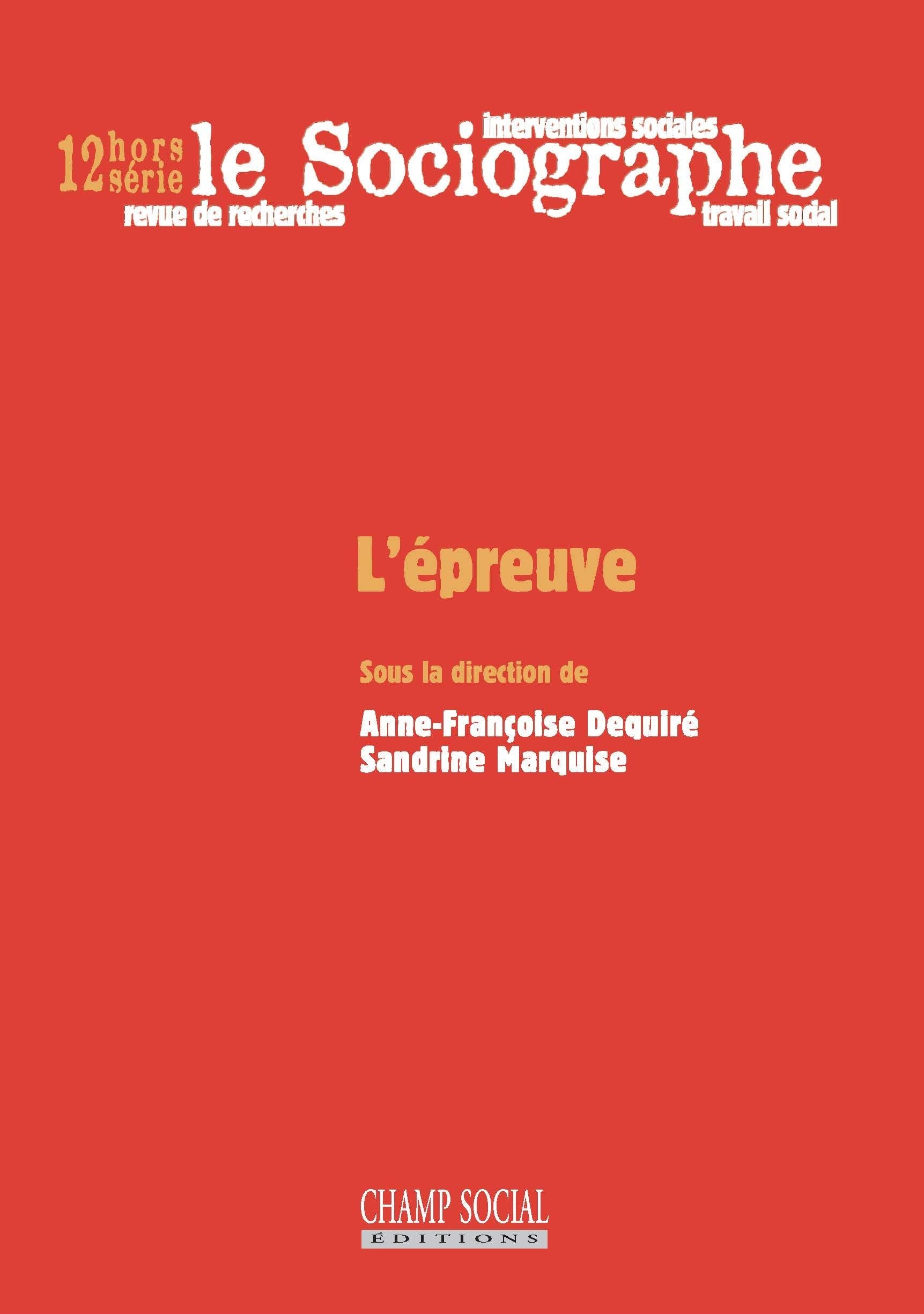 Le Sociographe Hs 12. l Epreuve book