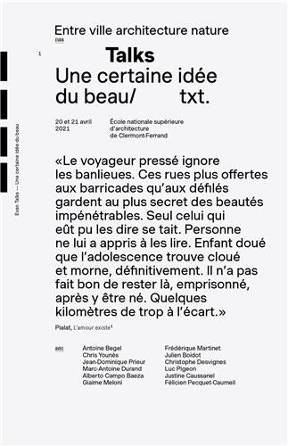 Entre ville architecture nature : talks : pratiques d'initialité. Vol. 4. Une certaine idée du beau : journée d'études, 20 et 21 avril 2021 book