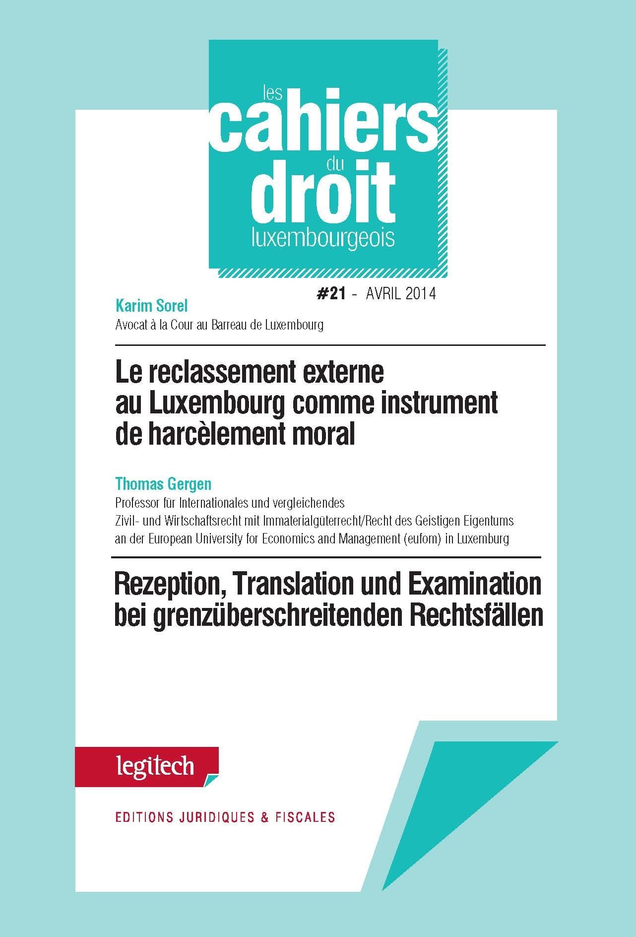 Cahier du droit luxembourgeois n 21 Books