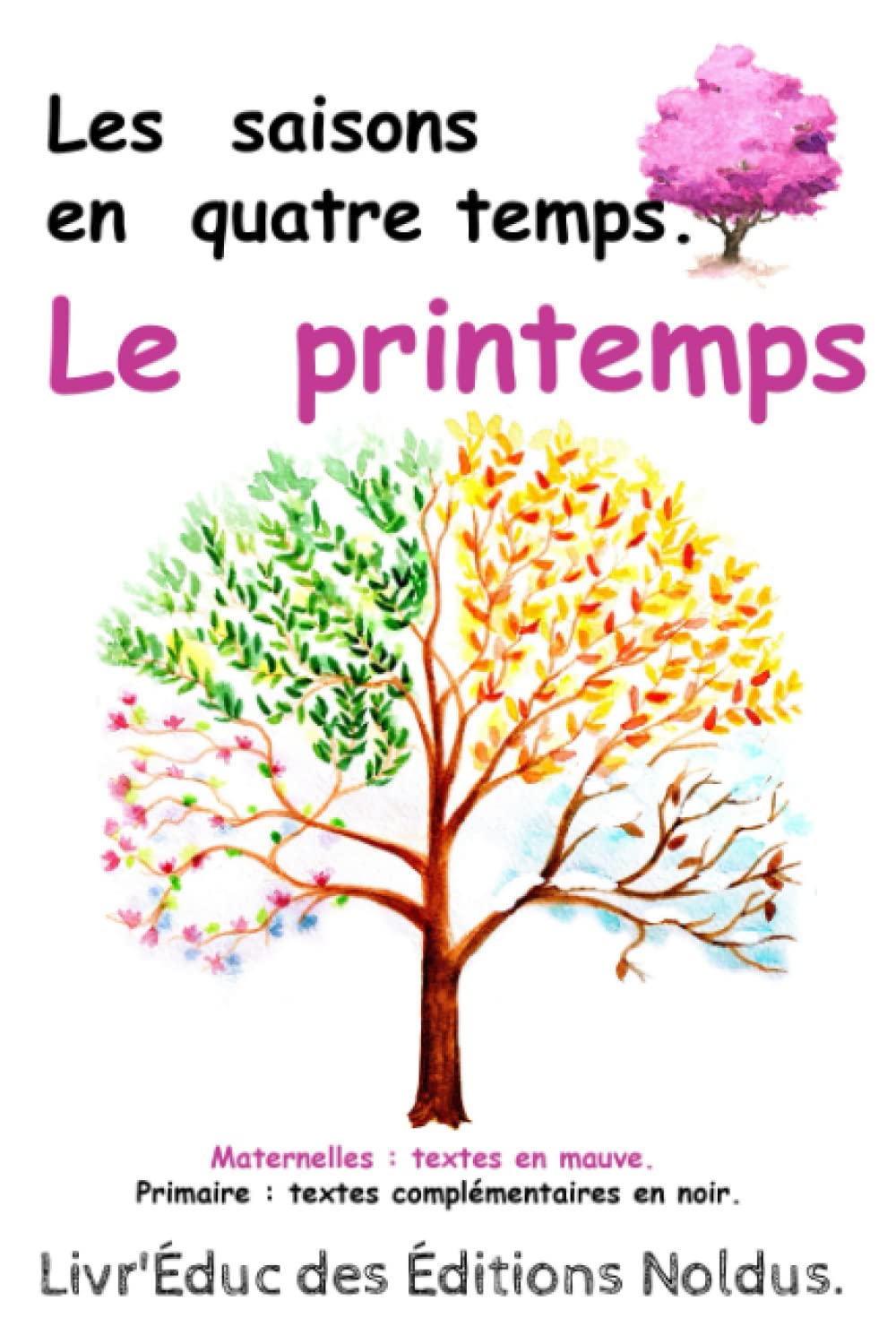 Les saisons en quatre temps. Le printemps . Maternelle (textes en mauve) et Primaire (textes en mauve et noir) - livre accessible DYSlexiques: Documentaire sur le printemps + 9 pages à colorier book