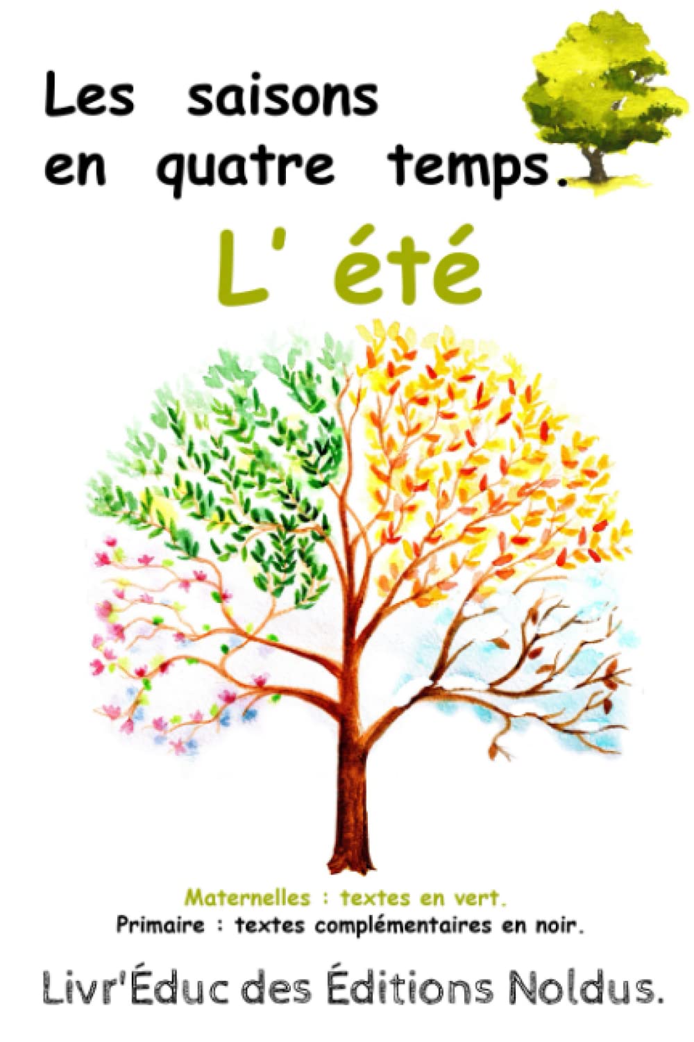 Les saisons en quatre temps. L'été. Maternelle (textes en vert) et Primaire (textes en mauve et noir): livre sur l'été accessible aux DYSlexiques: Documentaire sur le printemps + 5 pages à colorier book