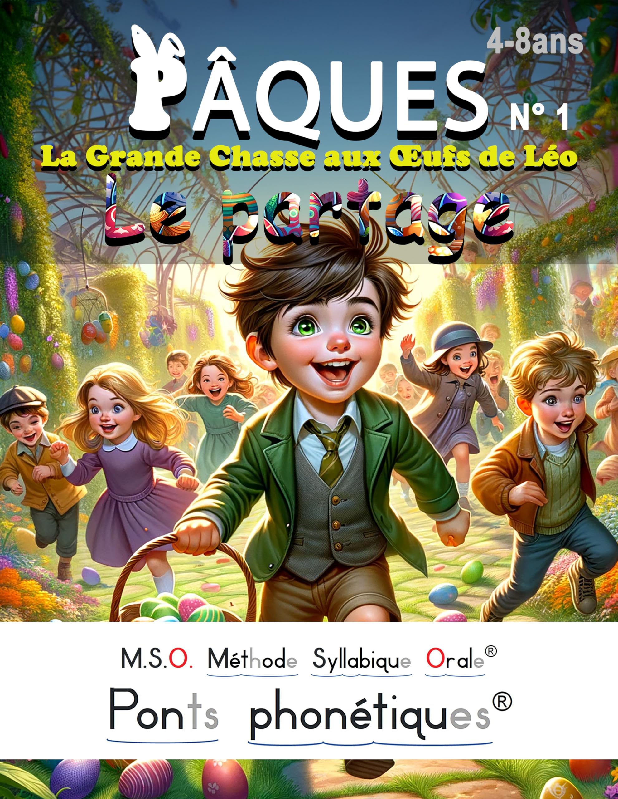 Pâques N°1 : La Grande Chasse aux Œufs de Léo - MSO Méthode Syllabique Orale avec ponts phonétiques 4-8ans: Le partage - Pour apprendre à lire - Adapté pour les enfants dyslexiques. book
