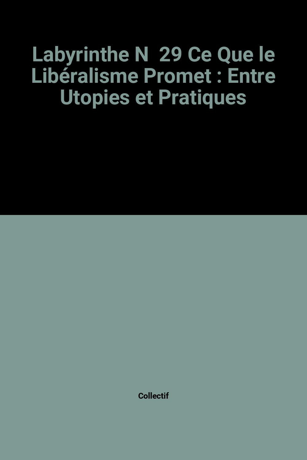 LABYRINTHE N° 29 Ce que le libéralisme promet : entre utopies et pratiques Books