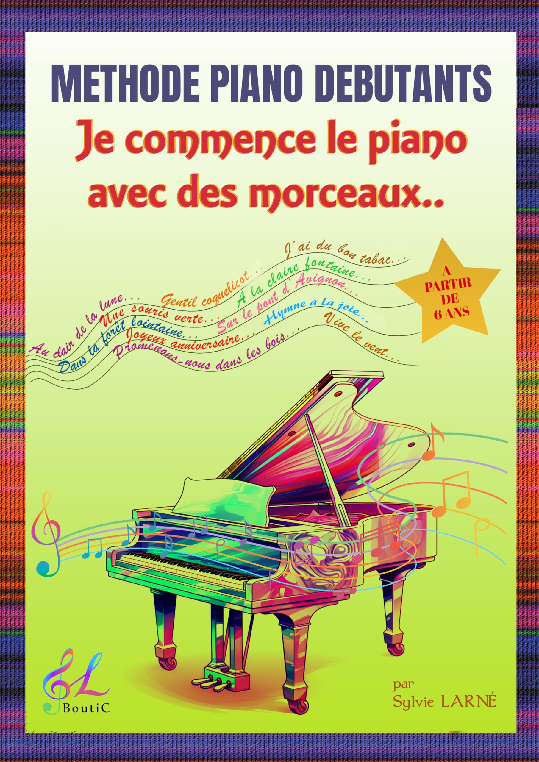 METHODE PIANO DEBUTANTS "Je commence le piano avec des morceaux" Mélodies connues-comptines-classiques, (66 pages). Livre musique facile, progressif, ... Grand cahier 210X295/Grosses notes/coloriage Non-fiction