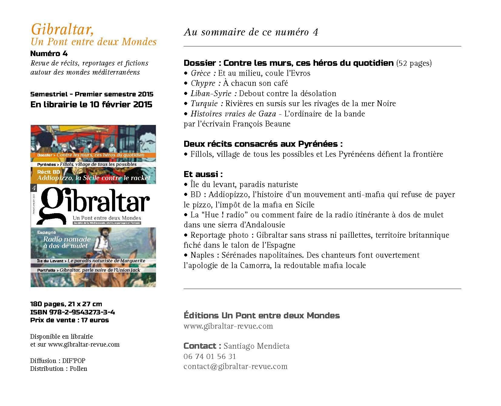 Gibraltar N 4 Contre les Murs; Ces Heros du Quotitien (Janvier/Juin 2015) Books