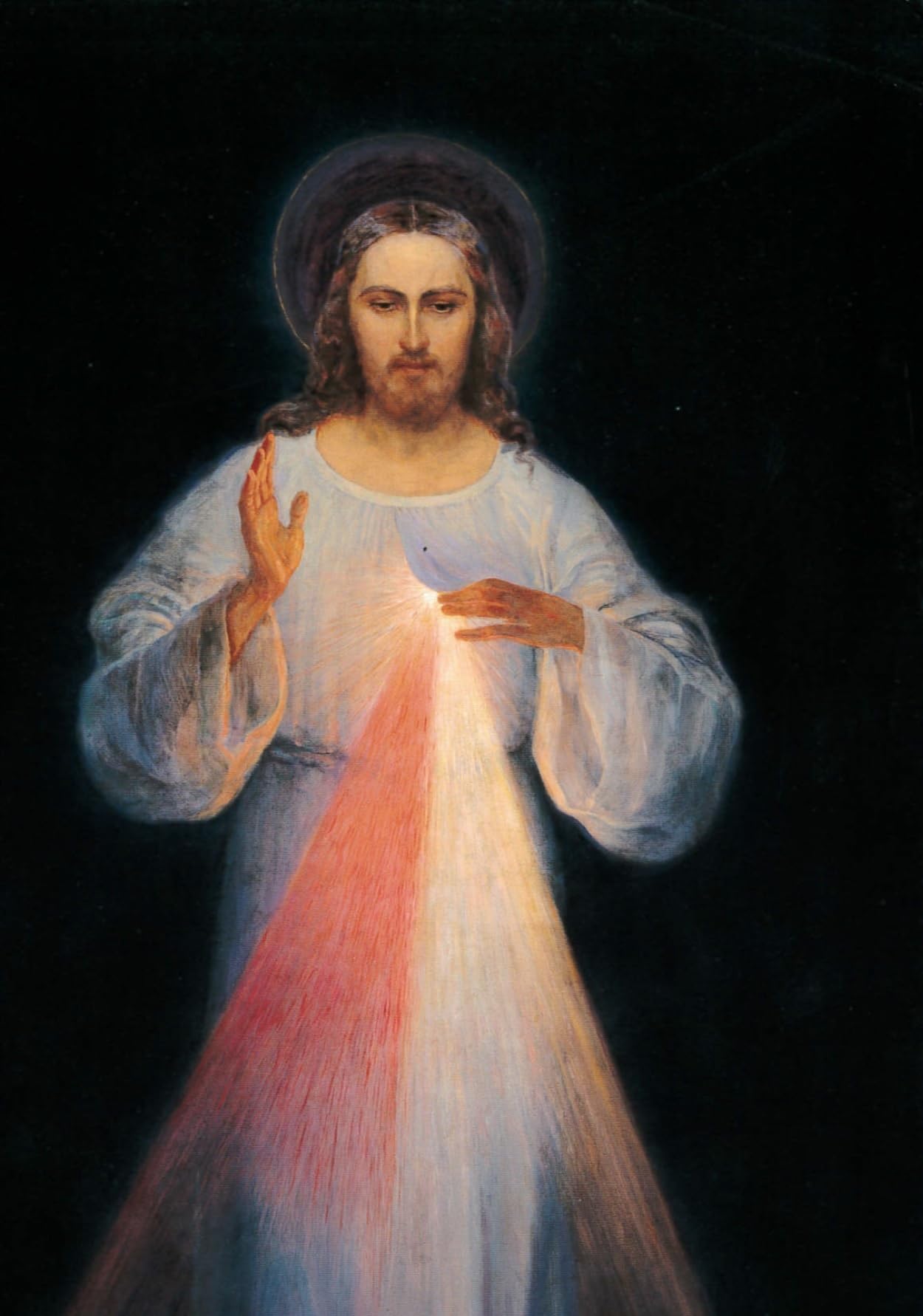 Reproduction du tableau original de Jésus miséricordieux 31x17 cm sur papier brillant cartonné book