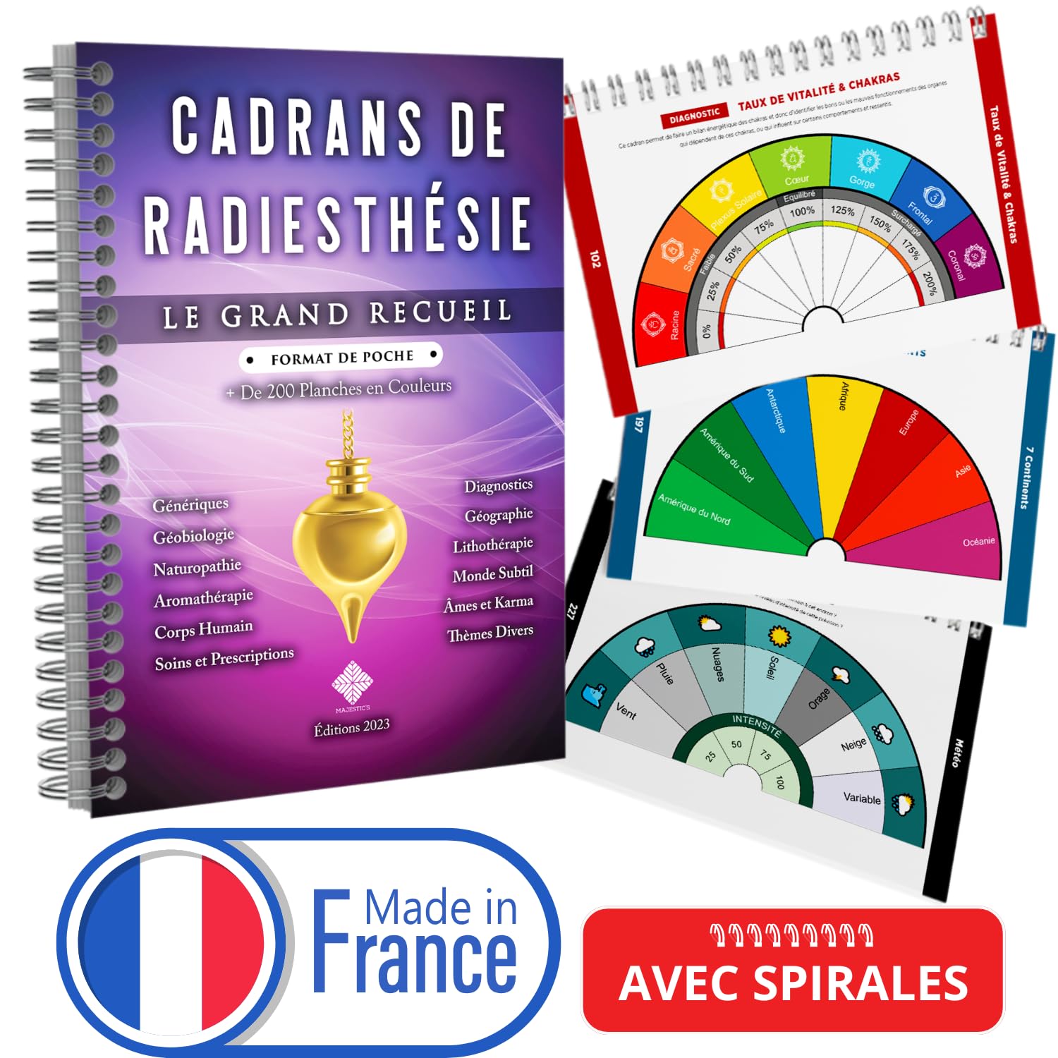 Cadrans de Radiesthesie - Le Grand Recueil Format "De Poche" (A5 - 14,8 cm x 21 cm) - Plus de 200 Planches de Radiesthesie Uniques et en Couleurs pour Pendule Divinatoire (Format A5 à Spirales) Religion & Esotericism