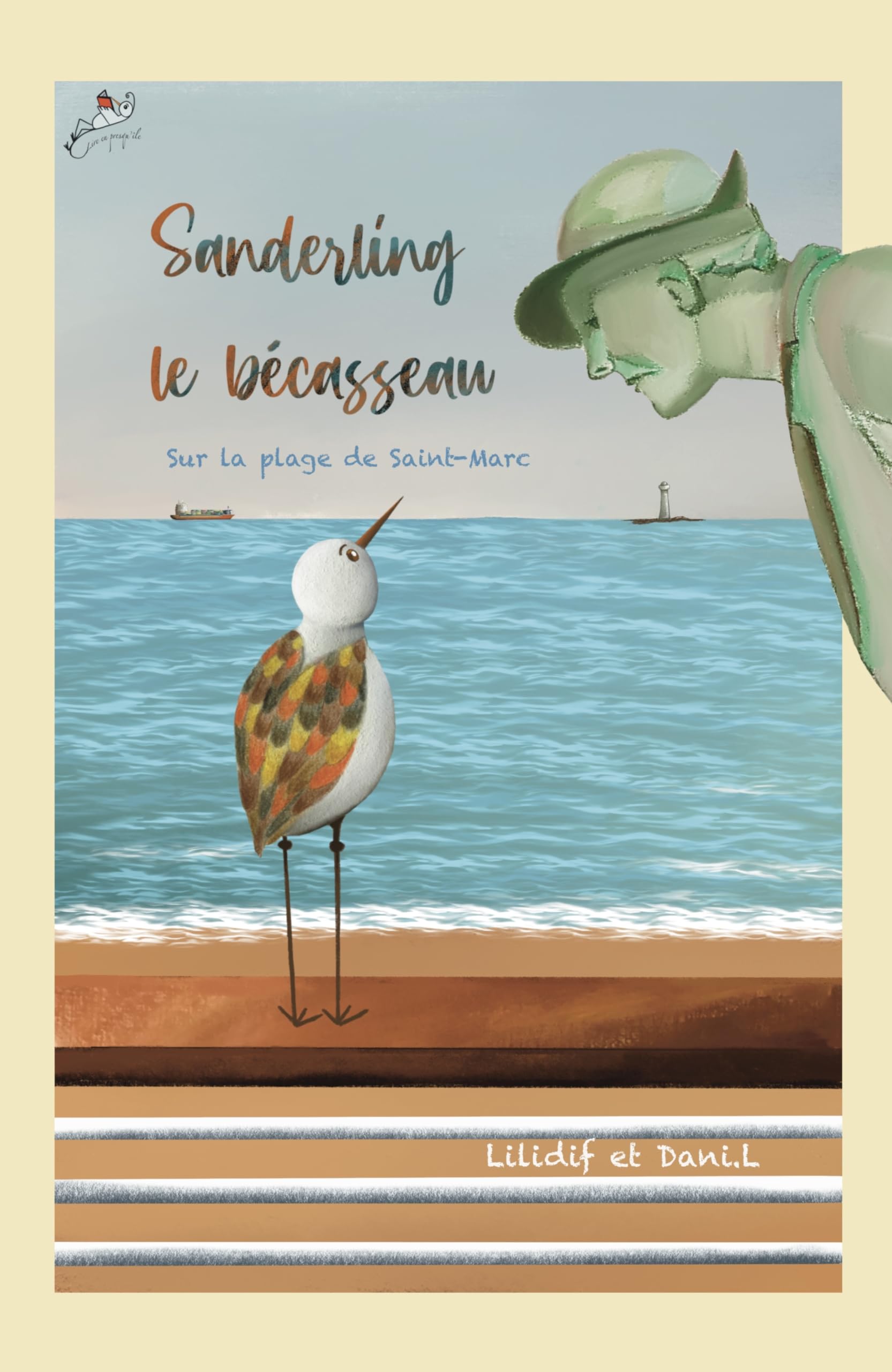 Sanderling le bécasseau sur la plage de Monsieur Hulot book