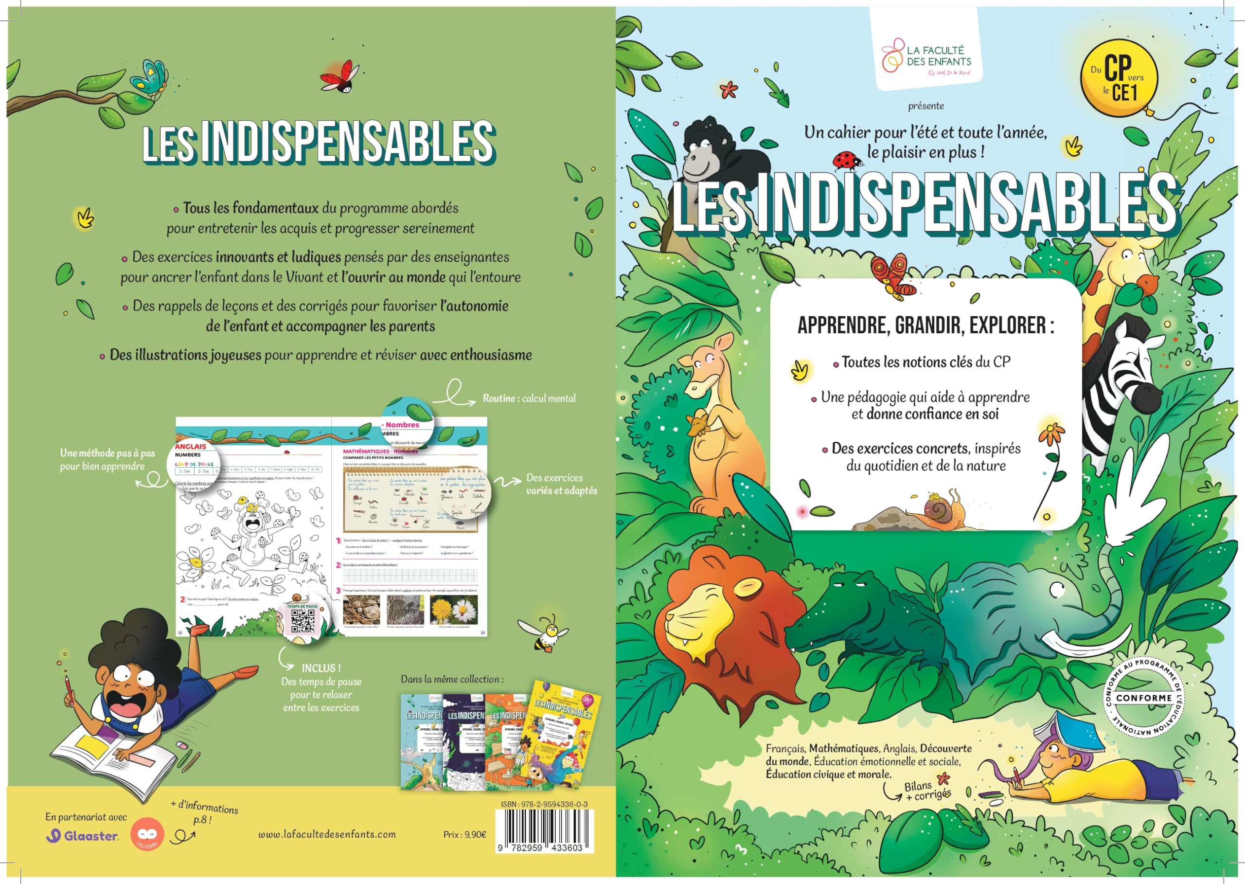 La Faculté des Enfants - Les Indispensables - Cahier de Vacances CP vers CE1 - Français, Mathématiques, Calcul Mental - Livre Illustré - Cahier écriture CP 72 pages + couverture et 4ème de couverture book