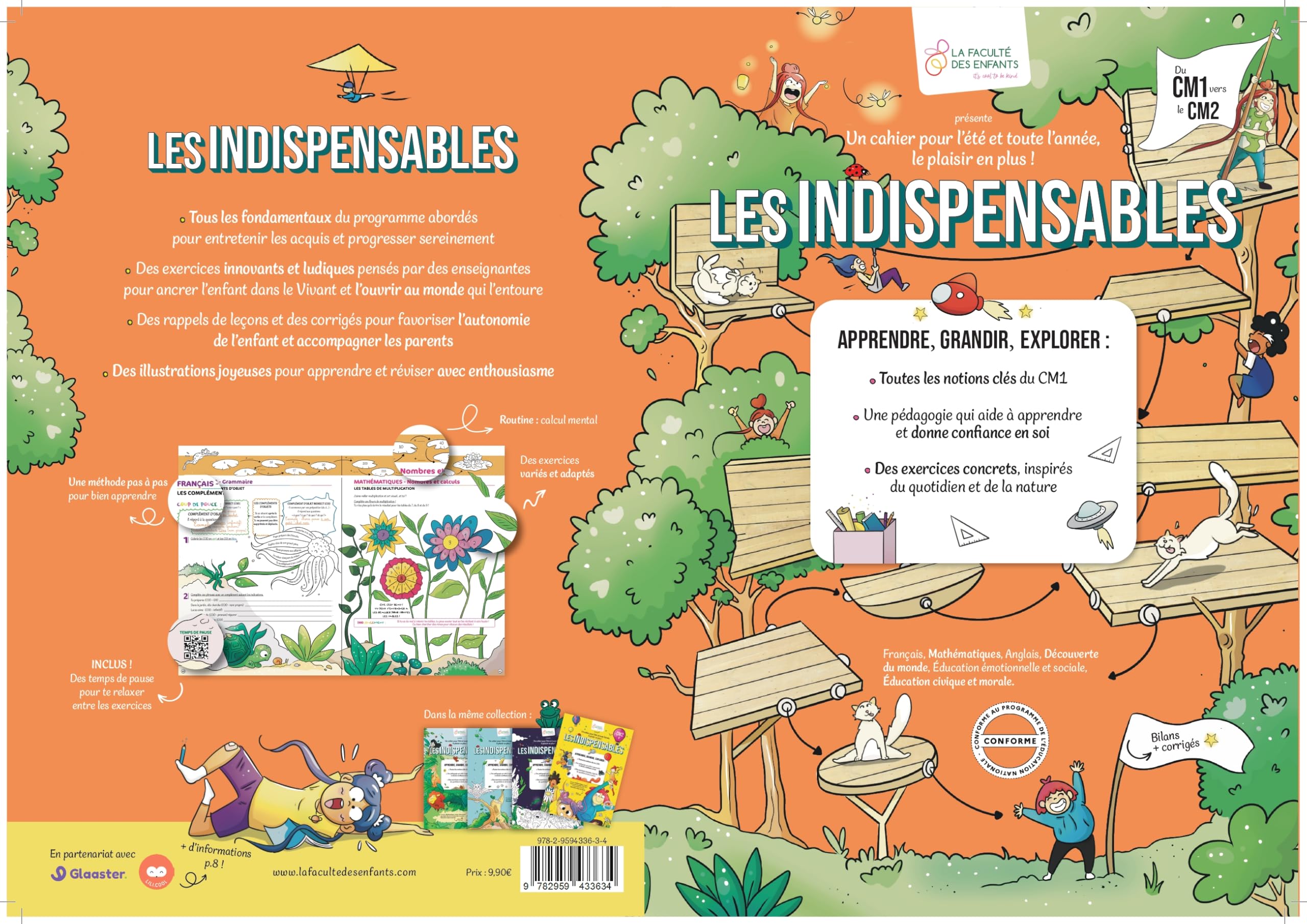 La Faculté des Enfants - Les Indispensables - Cahier de Vacances CM1 vers CM2 - Français, Mathématiques, Calcul Mental - Livre Illustré - Livre CM1 92 pages + couverture et 4ème de couverture book