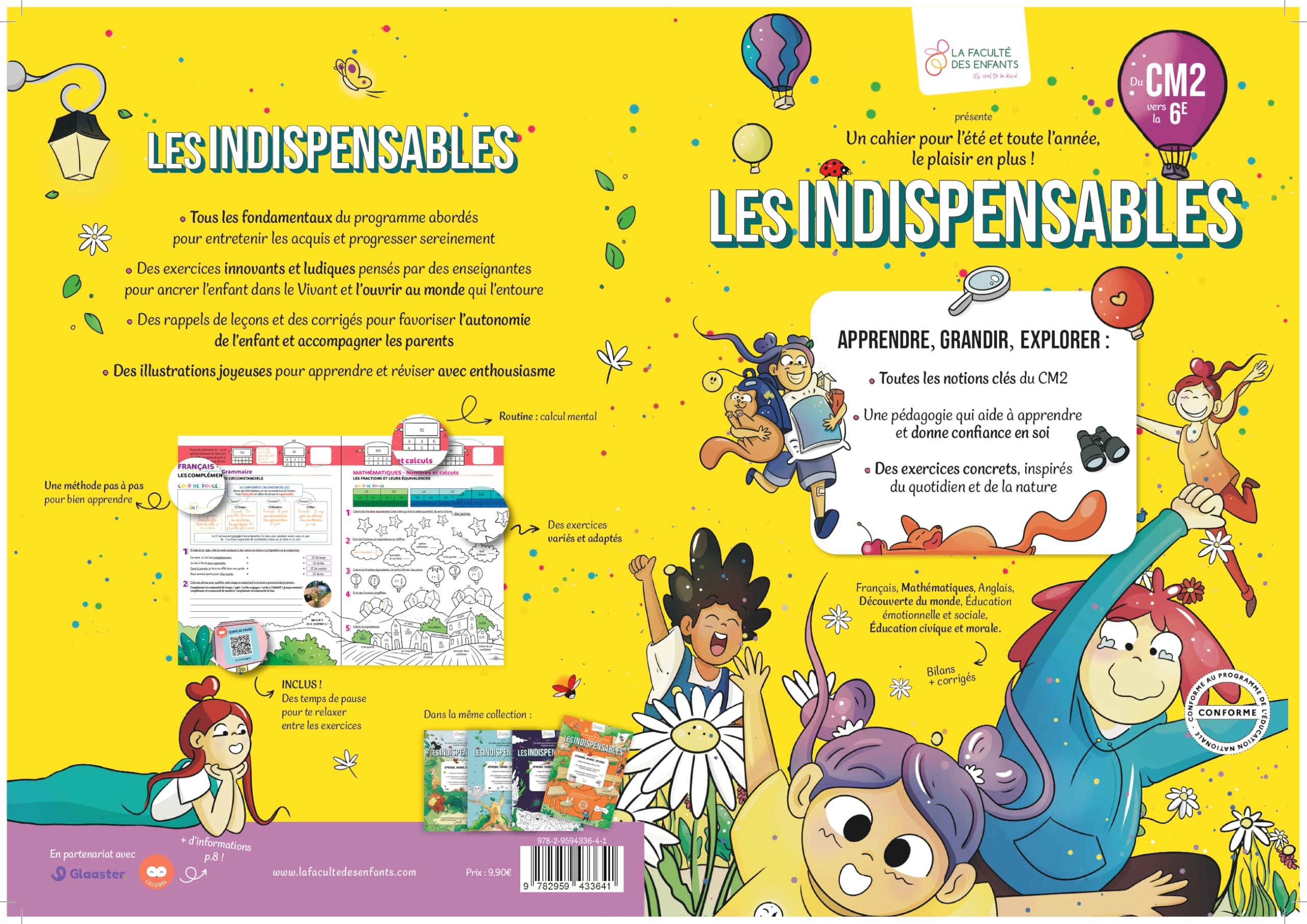 La Faculté des Enfants - Les Indispensables - Cahier de Vacances CM2 vers 6ème - Français, Mathématiques, Calcul Mental - Livre Illustré - Livre CM2 92 pages + couverture et 4ème de couverture book