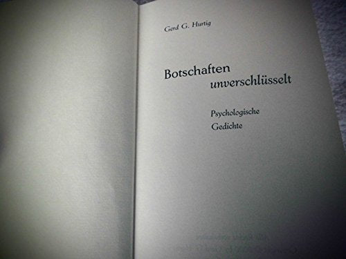 Botschaften unverschlüsselt: Psychologische Gedichte Books