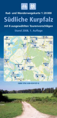 Rad- und Wanderwegekarte "Südliche Kurpfalz": Schwetzingen - Speyer - Walldorf. 8 Radtourenvorschläge, Reitwege. 1:20000 Maps & Plans