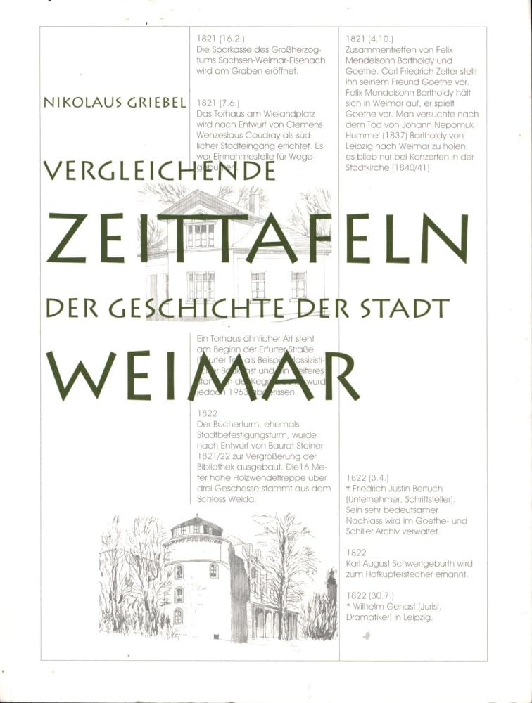 Vergleichende Zeittafeln der Geschichte der Stadt Weimar Books