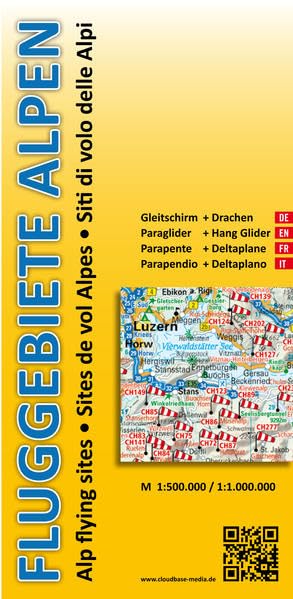 Fluggebiete Alpen: Alp flying sites - Sites de vol Alpes - Siti di volo delle Alpi Maps & Plans