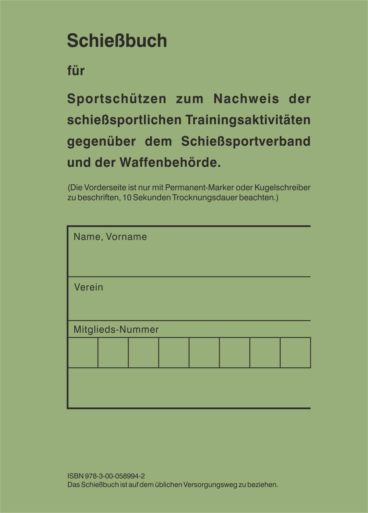 Schießbuch für Sportschützen und Behörden - BW Style book