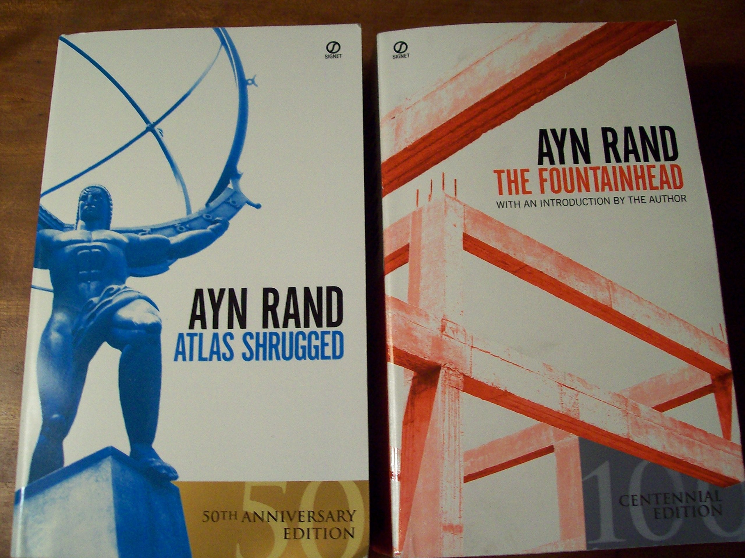 Atlas Shrugged (50th Anniversary Edition) and the Fountainhead (Centennial Edition) Books