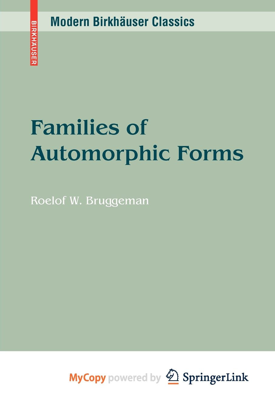 Families of Automorphic Forms Mathematics