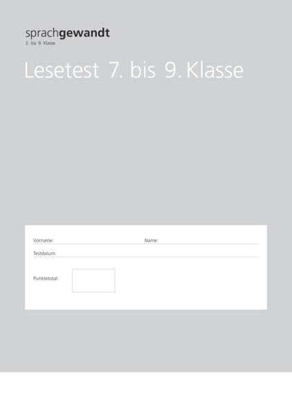 sprachgewandt 2. bis 9. Klasse / Lesetest 7. bis 9. Klasse à 10 Stück Study Guides