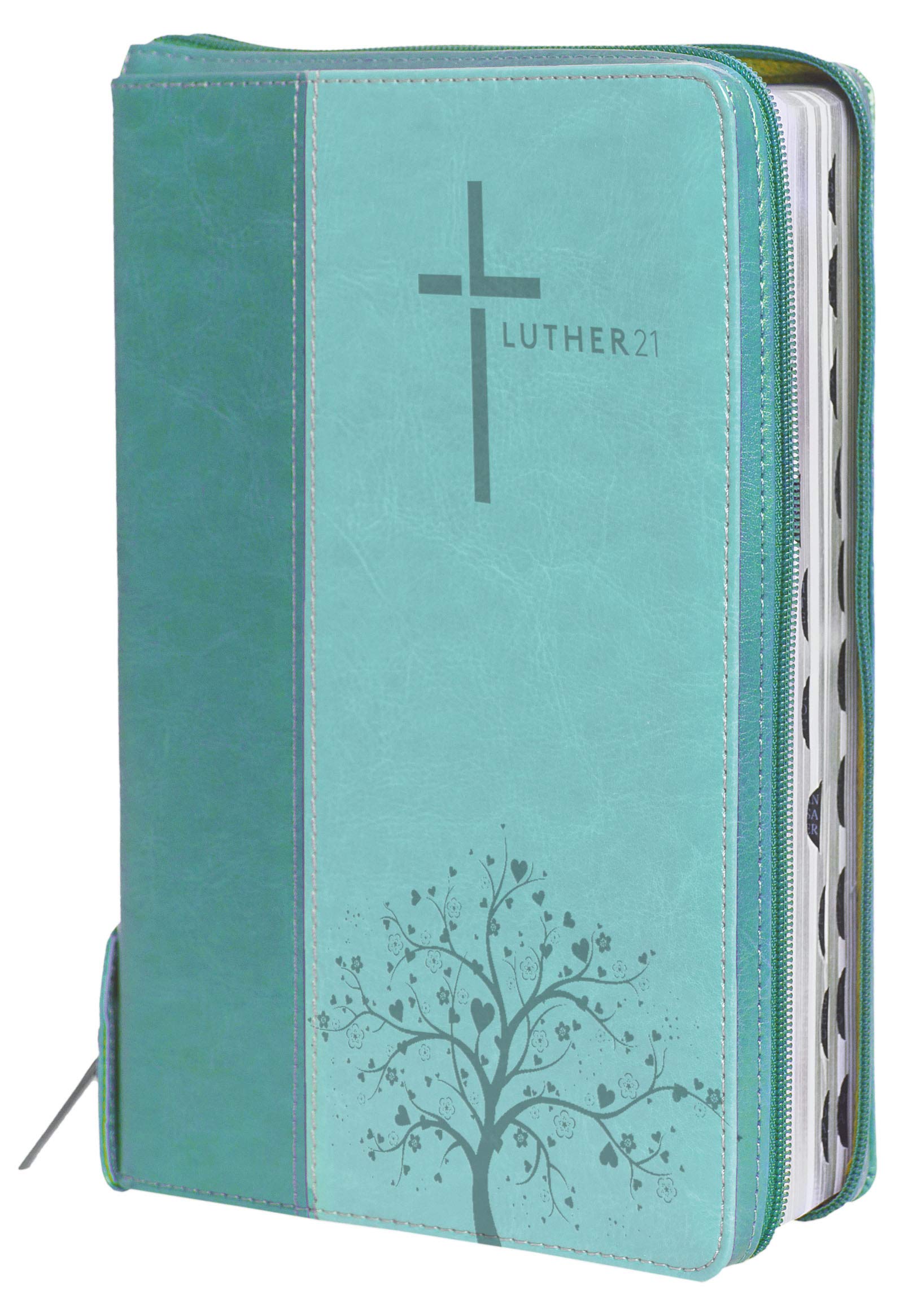 Luther21: Luther21 - Taschenausgabe - Kunstleder grün/helltürkis - Silberschnitt - Griffregister - Reißverschluss Religion & Esotericism