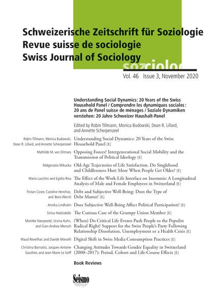 Schweizerische Zeitschrift für Soziologie: Understanding Social Dynamics: 20 Years of the Swiss Household Panel Law