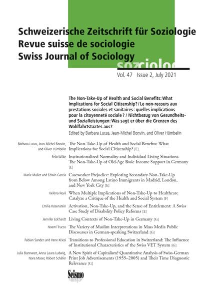 Schweizerische Zeitschrift für Soziologie: Nichtbezug von Gesundheits- und Sozialleistungen: Was sagt er über die Grenzen des Wohlfahrtstaates aus? Law