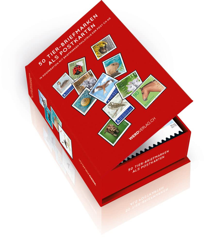 Postkartenbox 50 Tier-Briefmarken als Postkarten: In Kooperation mit Briefmarken Philatelie der Post CH AG Film, Art & Culture