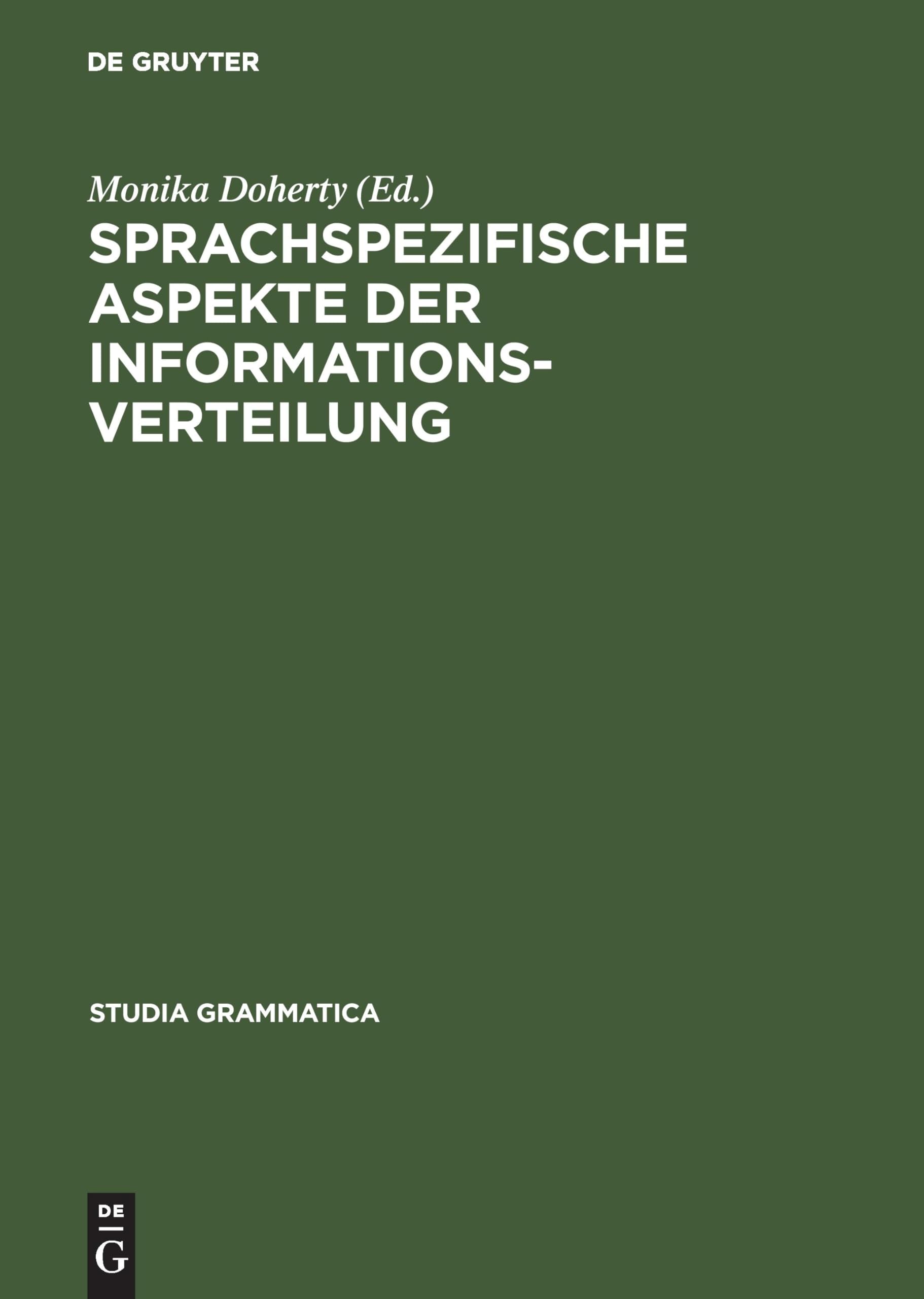 Sprachspezifische Aspekte Der Informationsverteilung book