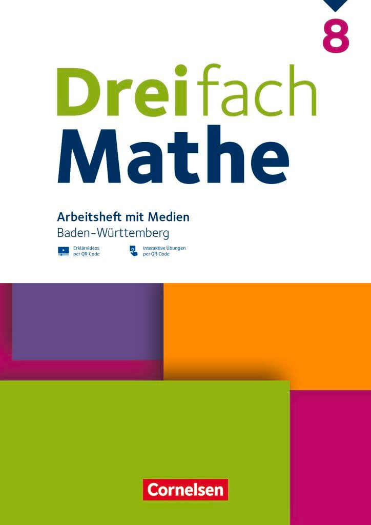 Dreifach Mathe 8. Schuljahr - Baden-Württemberg - Arbeitsheft mit Medien und Lösungen Study Guides