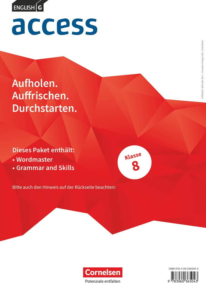 Access - Allgemeine Ausgabe 2014 - Band 4: 8. Schuljahr: Wordmaster und Grammar and Skills - Im Paket Foreign Languages ​​& Dictionaries