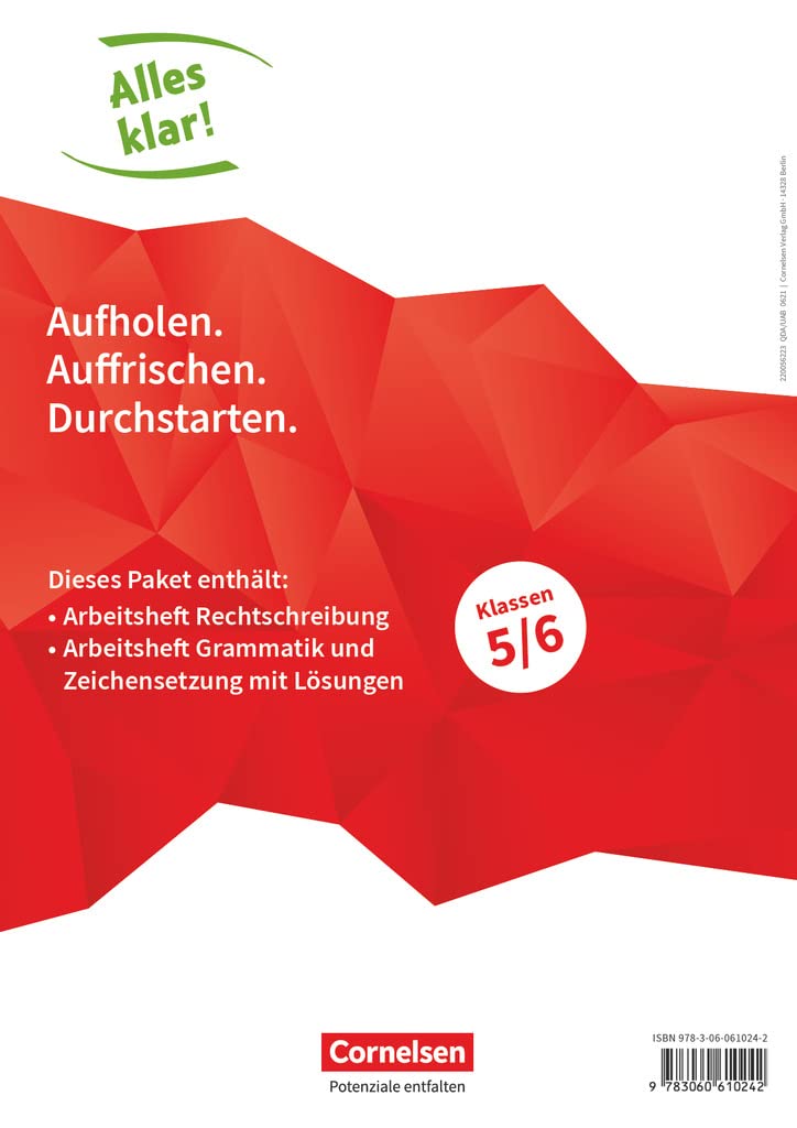 Alles klar! - Deutsch - Sekundarstufe I - 5./6. Schuljahr: Rechtschreibung / Grammatik und Zeichensetzung - Arbeitshefte im Paket General education