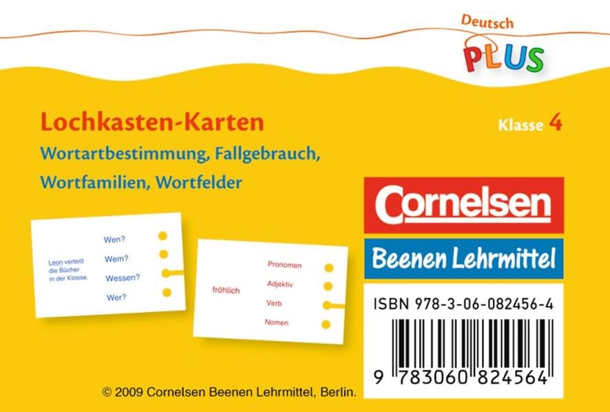 Deutsch plus - Lehrmittel Grundschule - Lochkasten: 4. Schuljahr - Wortartbestimmung, Fallgebrauch, Wortfamilien, Wortfelder: Kartensatz. 40 gelochte Karten Learning & Reference