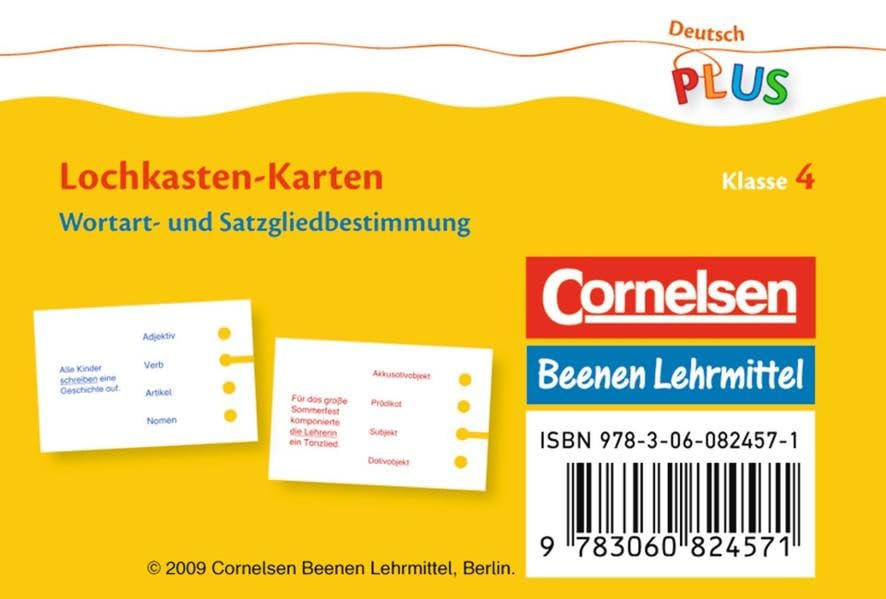 Deutsch plus - Lehrmittel Grundschule - Lochkasten: 4. Schuljahr - Pronomen einsetzen, Wortart-, Satzglied-, Zeitbestimmung: Kartensatz. 40 gelochte Karten Learning & Reference