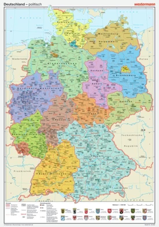 Posterkarten Geographie: Deutschland: politisch: Deutschland: politisch/Bundesländer Leisure, Home & Garden