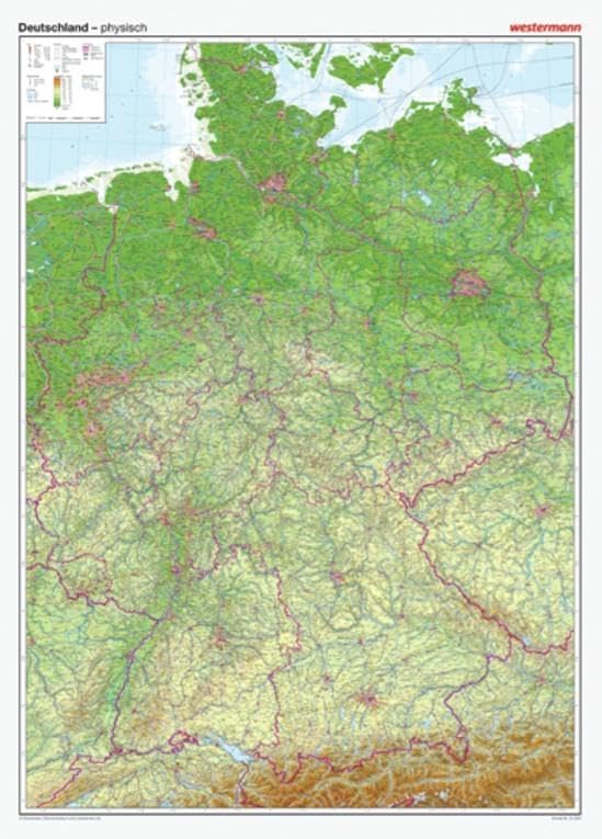 Posterkarten Geographie: Riesenposter Deutschland, physisch: mit Flagggen Leisure, Home & Garden