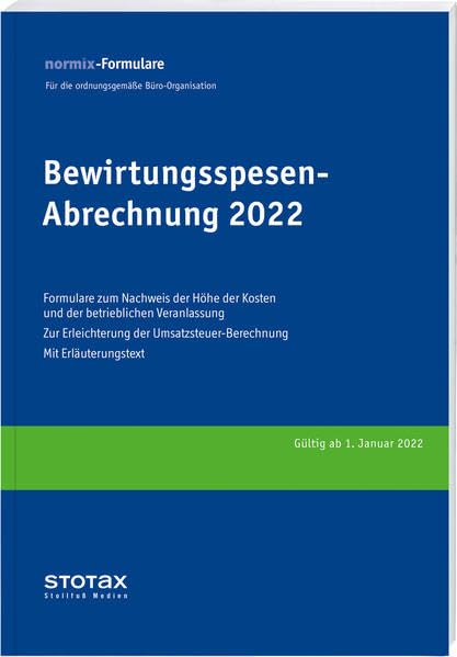 Bewirtungsspesen - Abrechnungen 2022, Formularblock (Stollfuss-Formulare) Law