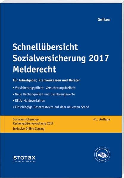 Schnellübersicht Sozialversicherung 2017 Melderecht Law