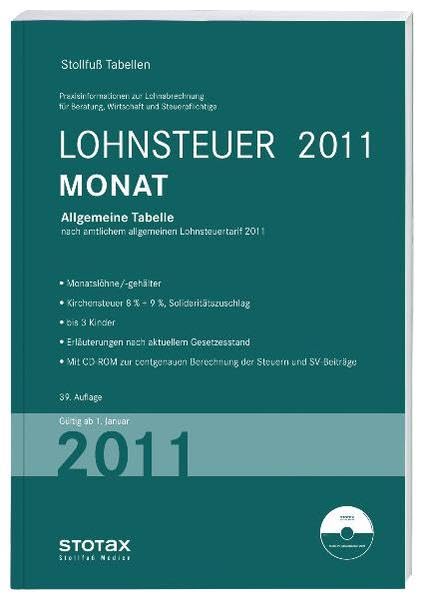 Lohnsteuertabelle 2011 Monat: mit 8 % + 9 % Kirchensteuer (Stollfuss-Tabellen) Law