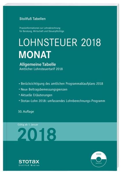 Product Image: Tabelle, Lohnsteuer 2018 Monat