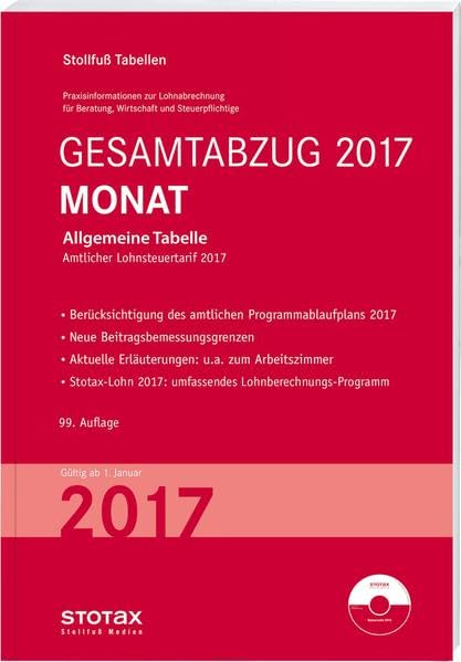 Product Image: Tabelle, Gesamtabzug 2017 Monat