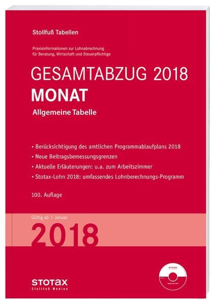 Product Image: Tabelle, Gesamtabzug 2018 Monat