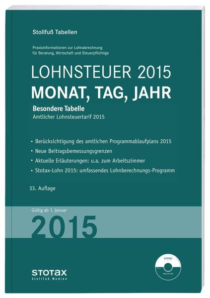 Tabelle, Lohnsteuer 2015 Monat, Tag, Jahr: Besondere Tabelle Law