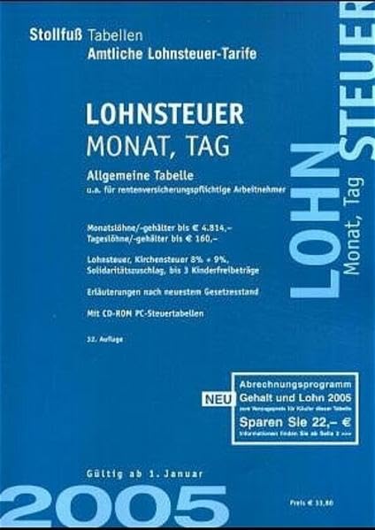 Allgemeine Lohnsteuer-Tabelle Monat /Tag 2003: Mit PC-Steuertabellen. Gültig ab 1. Januar 2003 (Stollfuss-Tabellen) Business, Finance & Career
