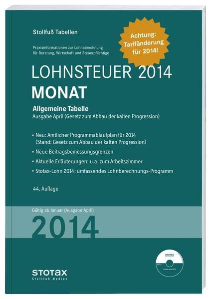 Product Image: Tabelle, Lohnsteuer 2014 Monat, Tag: mit 8 % + 9 % Kirchensteuer