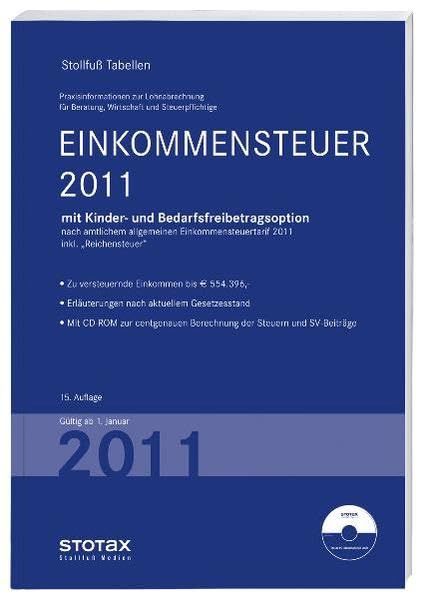 Einkommensteuertabelle 2011: Einkommensteuer mit Kinder- und Bedarfsfreibetragsoption (Stollfuss-Tabellen) Law